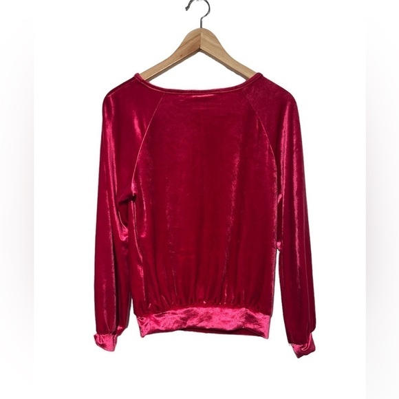 Maeve Candace long  sleeve velvet top in hot pink - size extra small - Picture 3 of 7